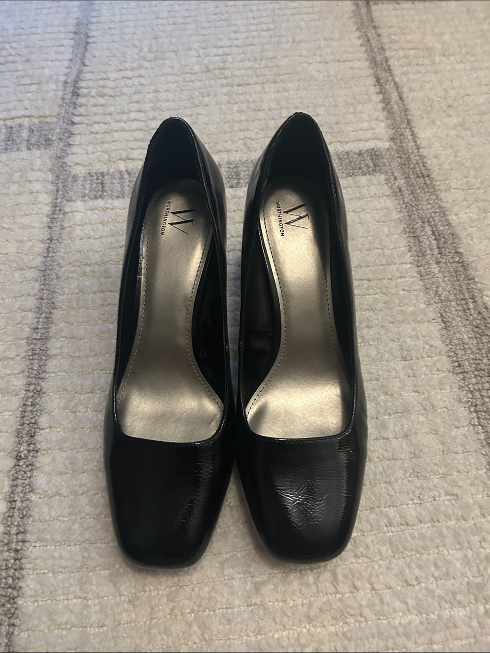 Women’s Black Patent Square-Toe Heels by